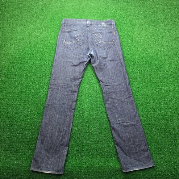 Rock & Republic Jeans Mens 33x34 Blue Denim Straight Leg Dark Wash Button Fly - Picture 2 of 14